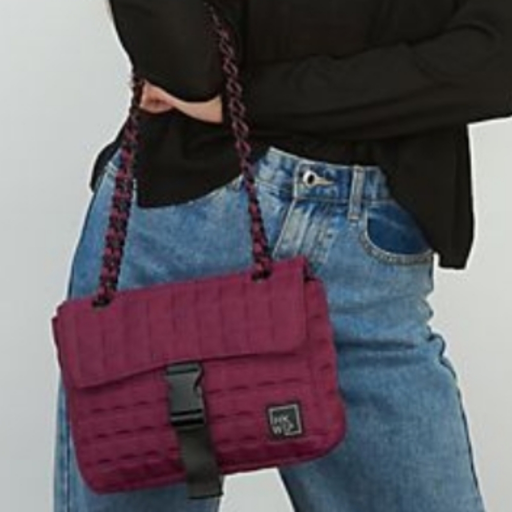 IHKWIP Quilted Flap Convertible Shoulder Bag w/ Chain Strap